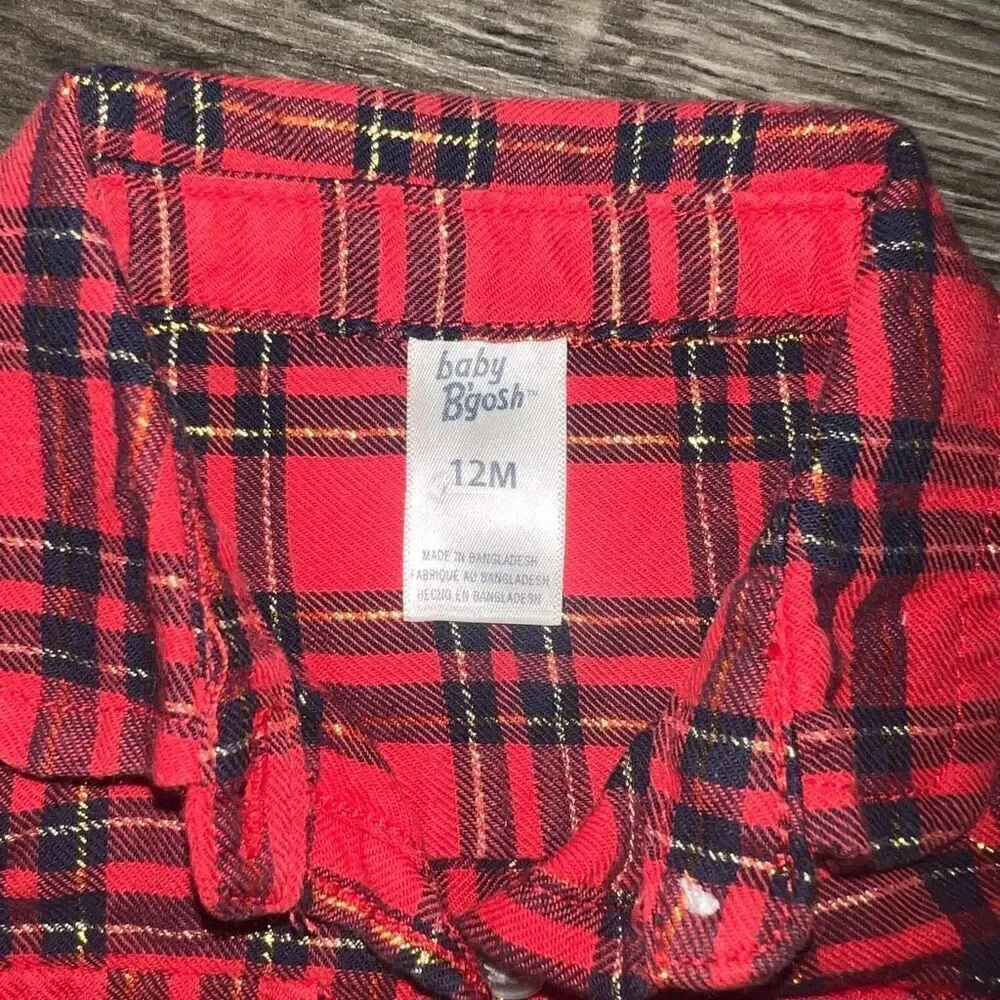 Oshkosh 12 month Red and Gold Flannel Shirt
